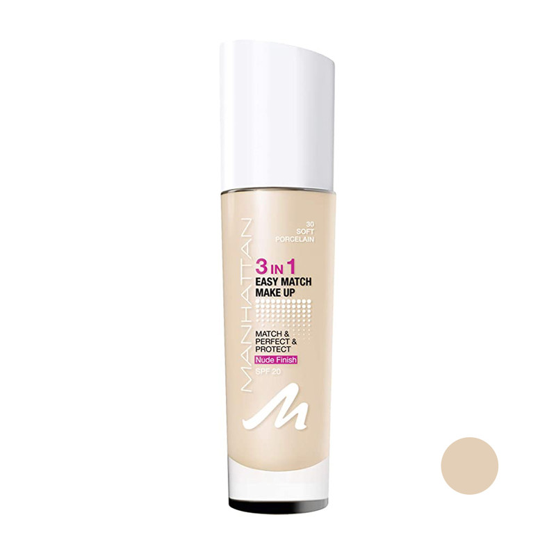کرم پودر ایزی مچ 3 در 1 منهتن Manhattan شماره 30 soft porcelain